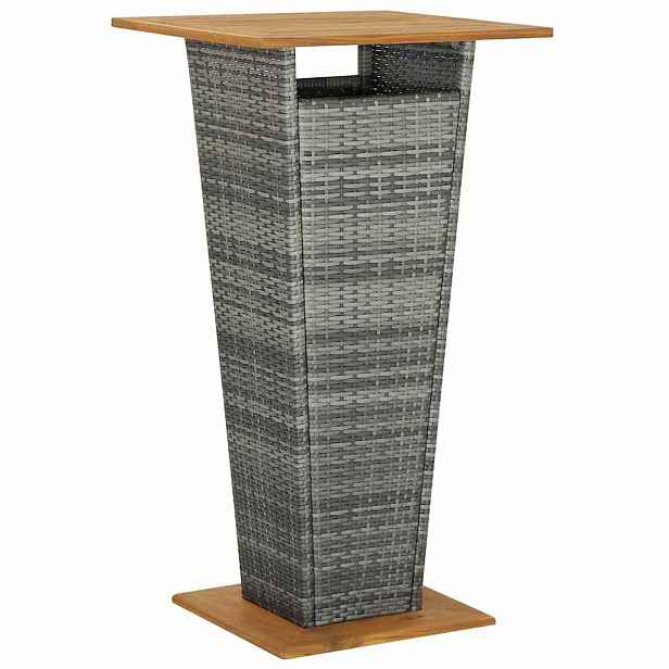 vidaXL Barový stůl šedý 60 x 60 x 110 cm polyratan a masivní akácie