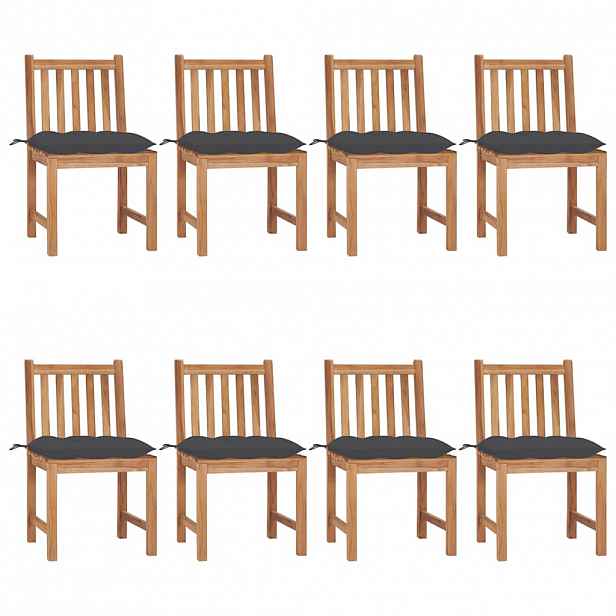 vidaXL Zahradní židle s poduškami 8 ks masivní teak