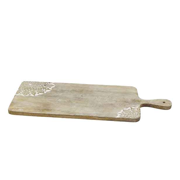 Dřevěné prkénko z mangového dřeva s řezbami Tapas Tours - 58*25*2 cm Chic Antique