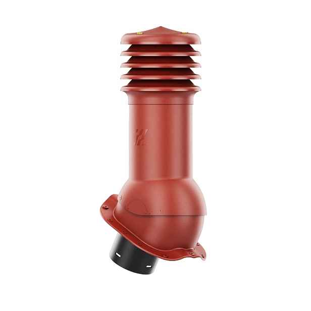Větrací komín HiVent pro plechovou střešní krytinu, profil F, 125 mm, červený
