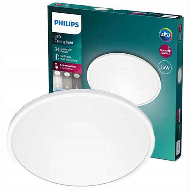 Stropní Svítidlo Led Stropní Svítidlo na omítku 15W 4000K Stmívatelná Bílá Philips