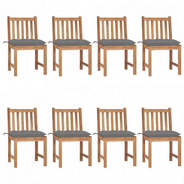 vidaXL Zahradní židle s poduškami 8 ks masivní teak