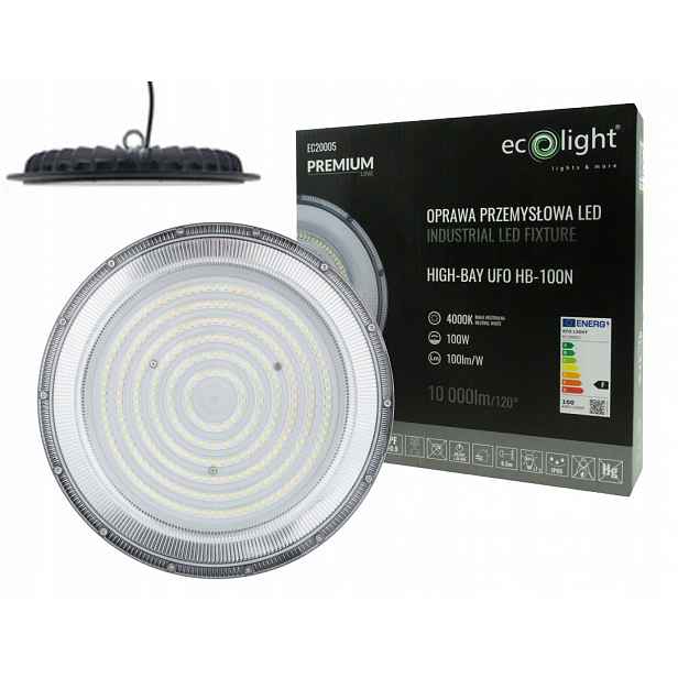 Průmyslová lampa High Bay Ufo Led 100W IP65 bílá Neutrální barva