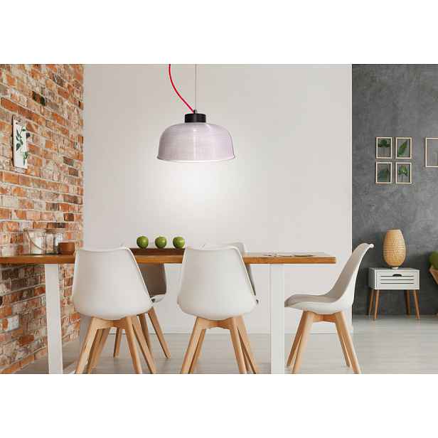 Závěsná lampa Liverpool Ledea 27 cm sklo/červený kabel