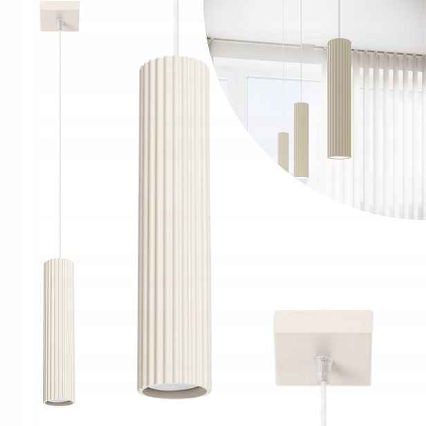 Sollux Závěsná lampa Karbovaná Béžová Tuba 1xGU10 10W Karbon