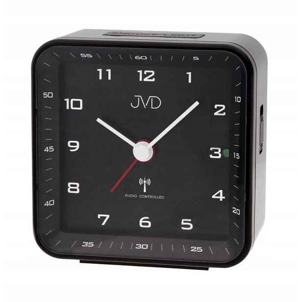 Černý Čtvercový Budík Jvd RB977.1 Alarm Snooze Řízený Rádiem