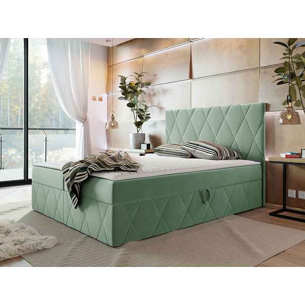 Hotelová manželská postel 160x200 PALMA - akvamarínová + topper ZDARMA