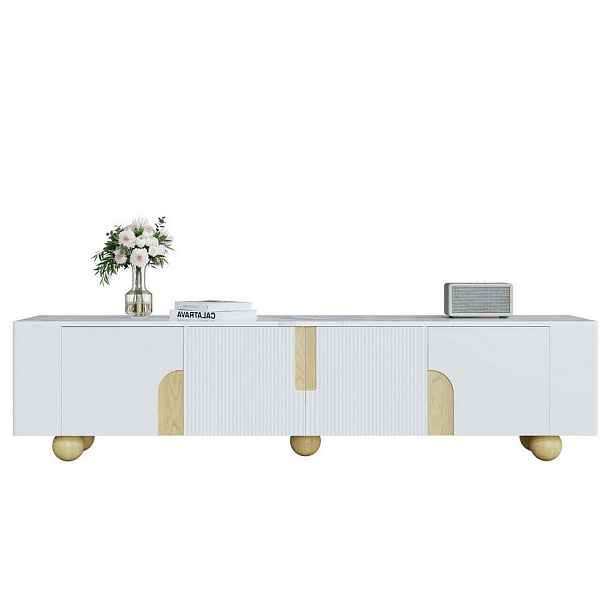 Modenvie NÍZKÁ komoda 180/40/44 cm z MDF a dřevotřísky v bílé a dekoru dřeva