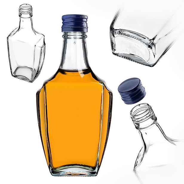 TEMU KADAX Skleněná láhev na likér 250 ml s víčkem granátového jablka 5 ks.