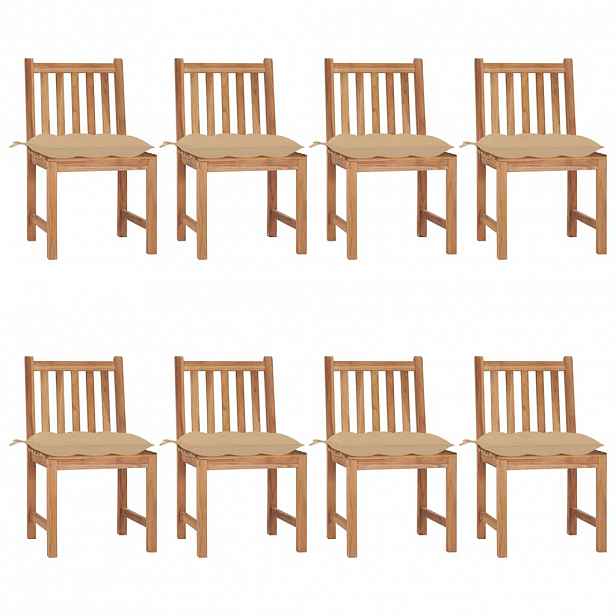 vidaXL Zahradní židle s poduškami 8 ks masivní teak
