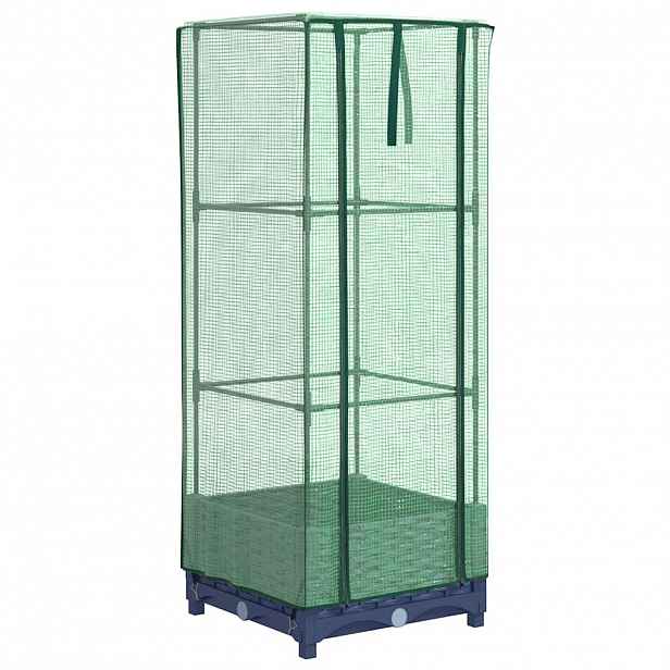 vidaXL Vyvýšený záhon se skleníkem ratanový vzhled 40 x 40 x 123 cm