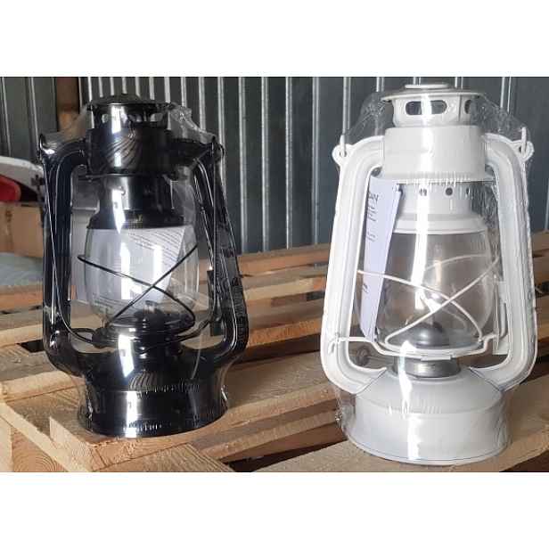 petrolejová lampa 24 cm bílá