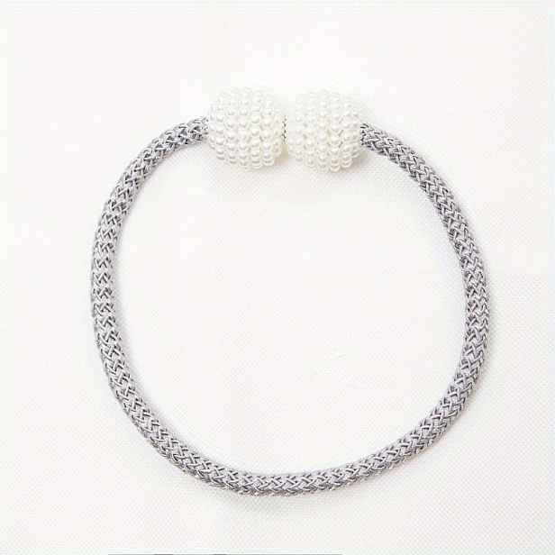 TEMU (Balení 1 ks)! Jemné magnetické zavazovací pásky na závěsy s malým perlem, ideální pro domácí dekorace