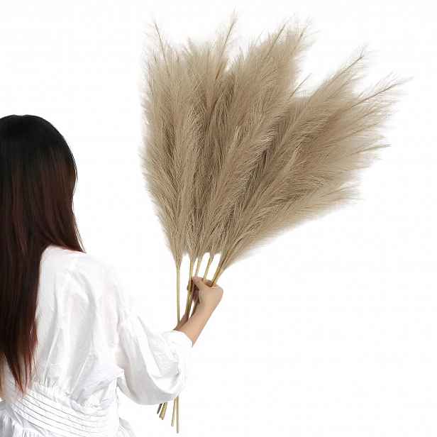 Tráva Umělá Pampová 6 Ks 113 CM Hnědá Nadýchaná Do Vázy Boho