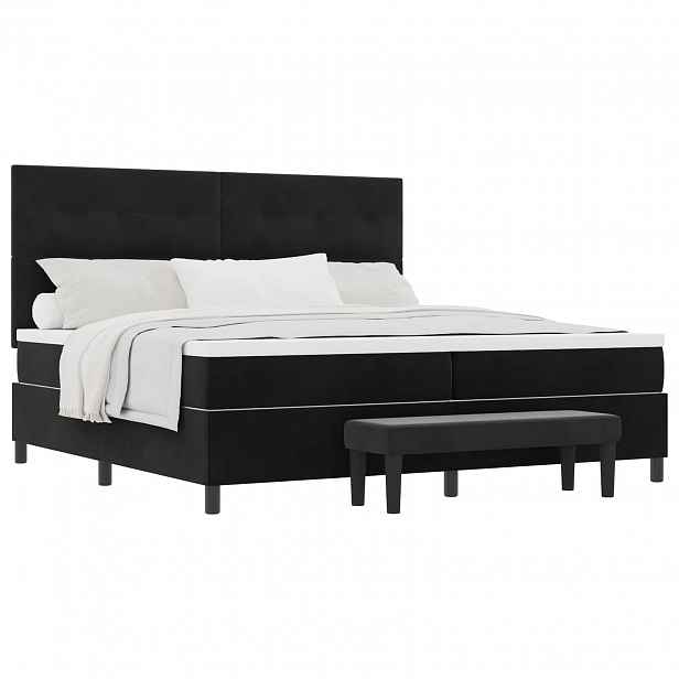 vidaXL Postel s boxspringem s čelo Černá 200 x 200 cm samet