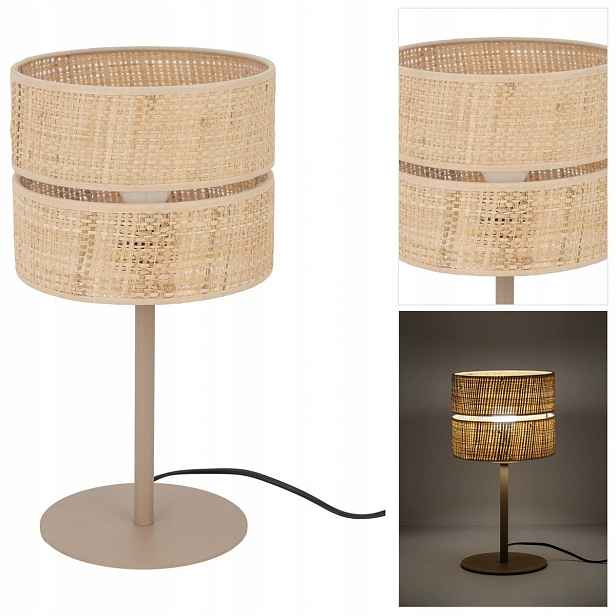 Béžová stolní lampa Calma boho s harmonickou formou v pracovně Tk Lighting