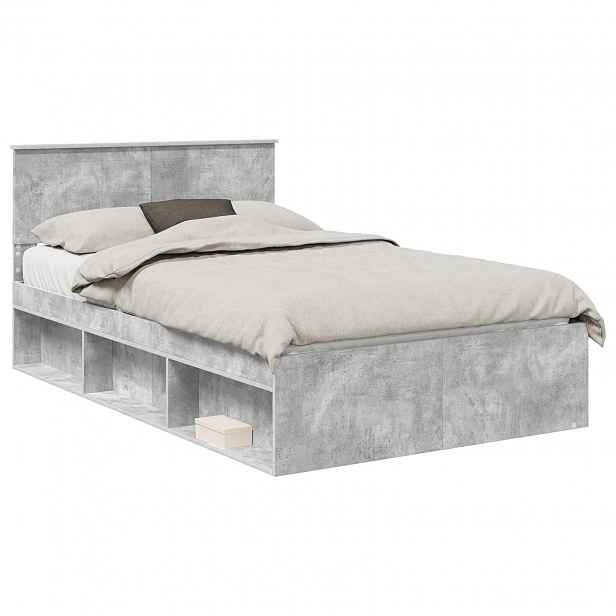 vidaXL Rám postele Beton 120 x 200 cm Masivní borové dřevo