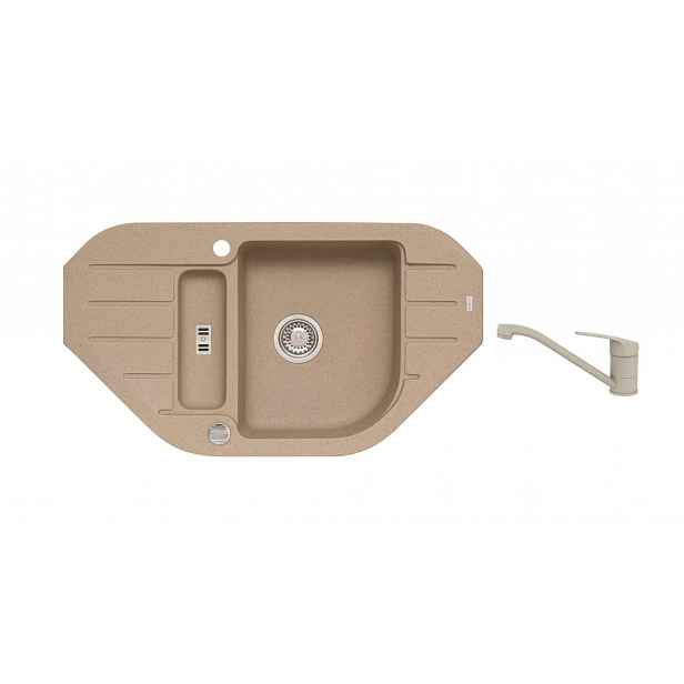 Alveus - Set dřezu Niagara 60 a baterie Clara, s ovládáním odpadu, beige SETA25919