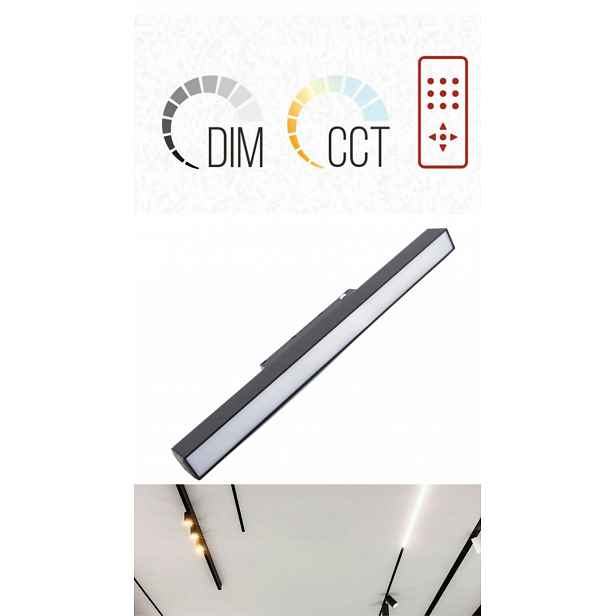 Magnetická lineární lampa, 48V, 300 mm, 12 W, Cct 2700K-6500K, černá, Tuya