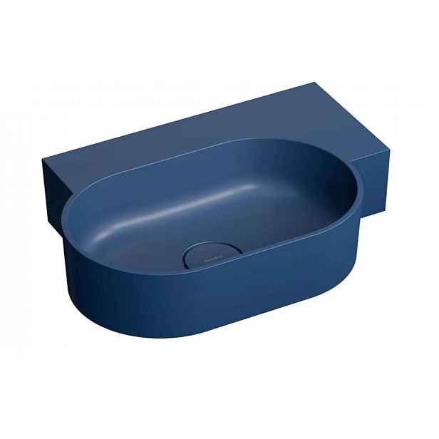 OMNIRES Ovo M+ - Umyvadlo 56x39 cm, bez přepadu, bez otvoru pro baterii, pravé, matná modrá OVO555UWPMB