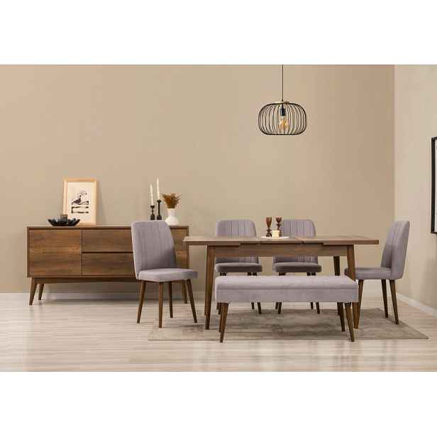 Set s rozkládacím stolem, židlemi a konzolou (7 kusů) Vina 03 0701 - Walnut, Grey