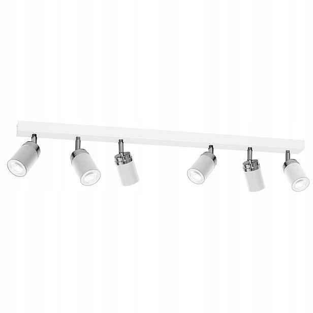Stropní bodové svítidlo bílý mat chrom moderní 6 bodů lišta 90 cm Luminex