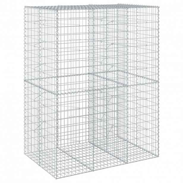 vidaXL Gabionový koš s víkem 150 x 100 x 200 cm pozinkované železo
