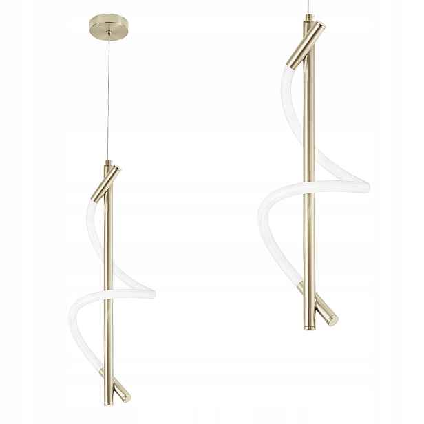 Závěsná Led stropní lampa Moderní bílá spirála Jasno-zlatá