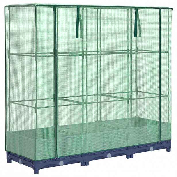 vidaXL Vyvýšený záhon s krytem na skleník, ratanový vzhled 120 x 40 x 123 cm