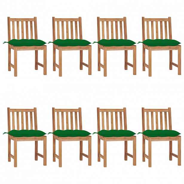 vidaXL Zahradní židle 8 ks s poduškami masivní teak