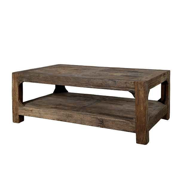 Hnědý dřevěný koferenční stůl s policí Grimaud Unit - 127*76*46 cm Chic Antique