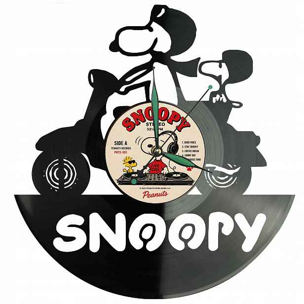 Snoope Dárek Originální dekorace do domu Hodiny z vinylové desky