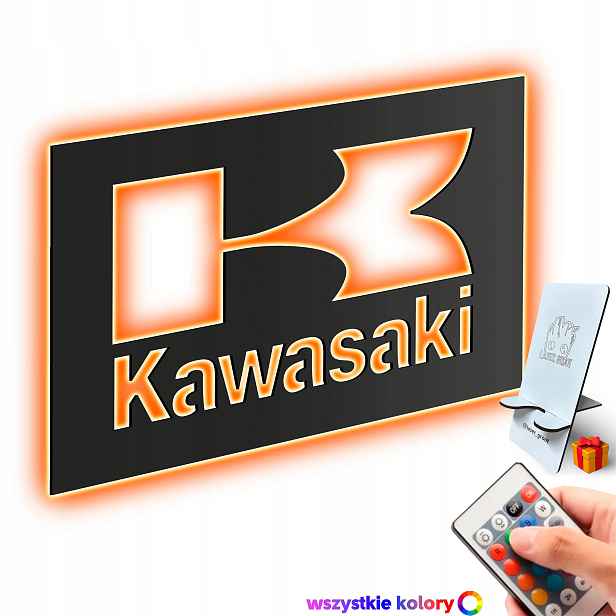Dřevěný 3D obraz Kawasaki Logo Nástěnná Dekorace Dárek Noční Lampa Led