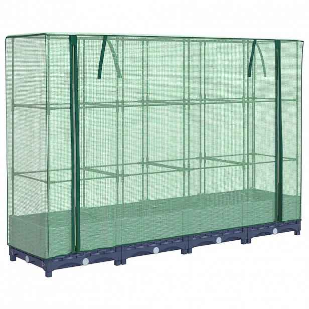 vidaXL Vyvýšený záhon s krytem na skleník, ratanový vzhled 160 x 40 x 123 cm