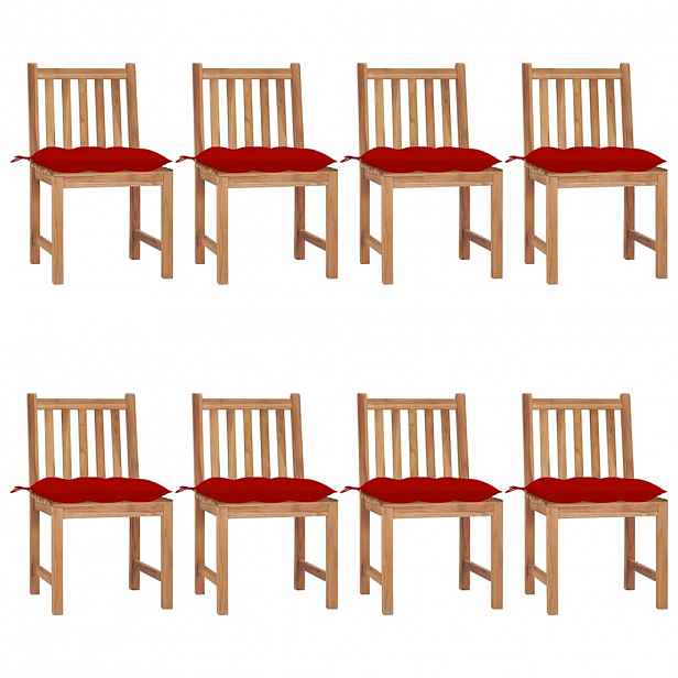 vidaXL Zahradní židle s poduškami 8 ks masivní teak