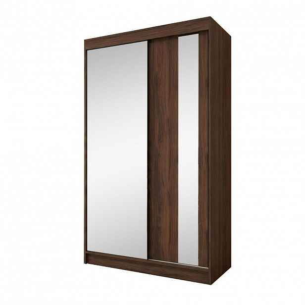Beautysofa SKŘÍŇ S POSUVNÝMI DVEŘMI Gaja II se zásuvkami a zrcadlem, 120 / 216 / 61 cm, ořech