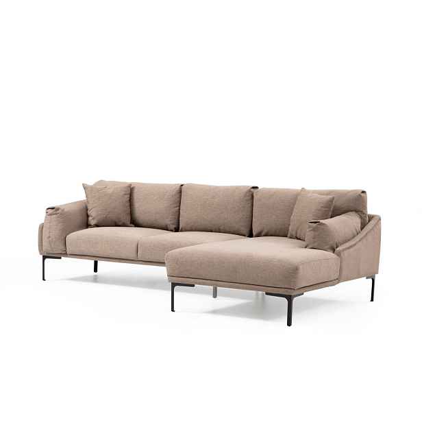 Hanah Home Rohová sedací souprava Leo 255 cm mocha pravá