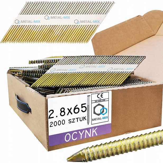 Hřebíky Na Papíře 34° Pro Pozink Pozinkované 2,8x65 2000 ks