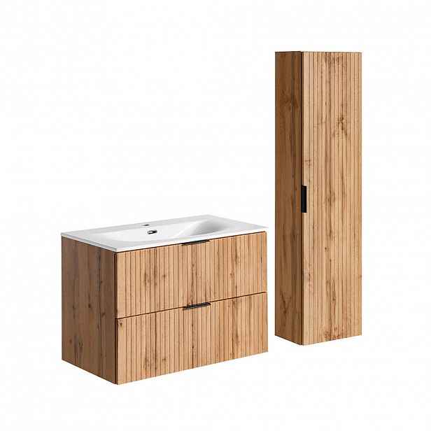 Petits-meubles KOUPELNOVÝ NÁBYTEK 80.2cm Adriel 2er-Set Dubové dřevo