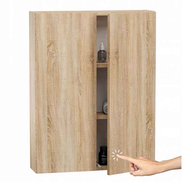 Závěsná koupelnová skříňka Prostorná dub Sonoma na kosmetiku, ručníky 60 cm