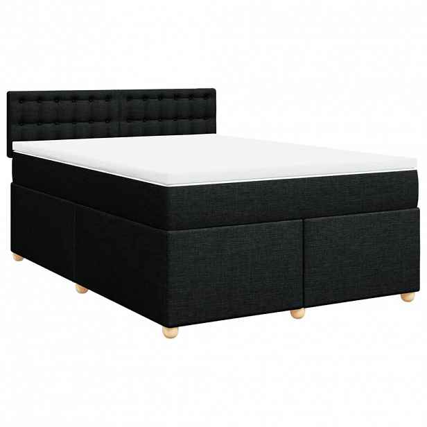 vidaXL Box spring postel s matrací černá 160x200 cm textil