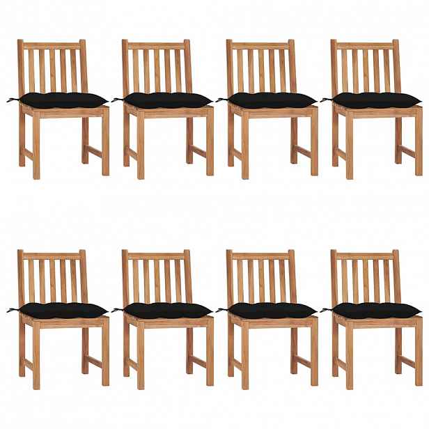 vidaXL Zahradní židle s poduškami 8 ks masivní teak