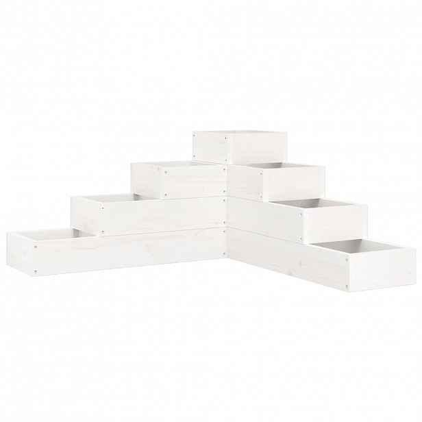 vidaXL Zahradní truhlík 4patrový 80,5x79x36 cm bílý masivní borovice