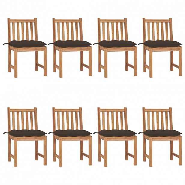 vidaXL Zahradní židle s poduškami 8 ks masivní teak