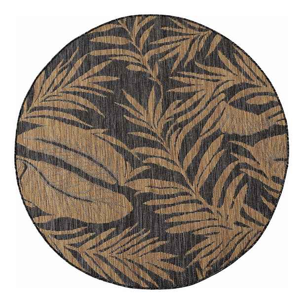Černý/hnědý kulatý vnitřní a venkovní koberec ø 80 cm Mira 1451 – Ayyildiz Carpets
