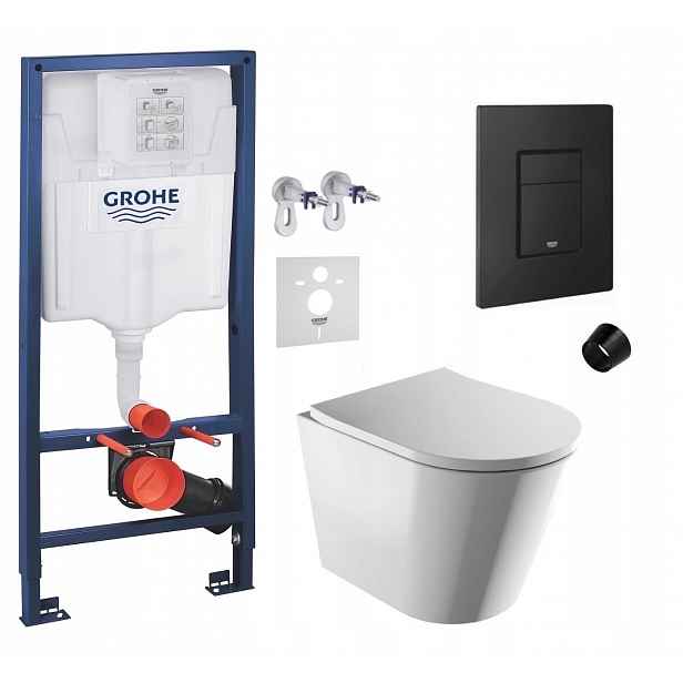 Podomítkový Wc set Grohe s mísou Tampa a tlačítkem černý mat Fresh