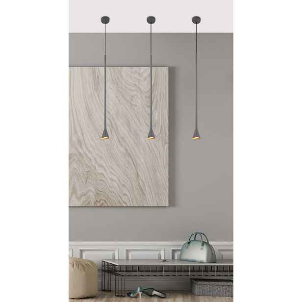 Závěsná lampa Tucson Ledea šedá, dlouhá