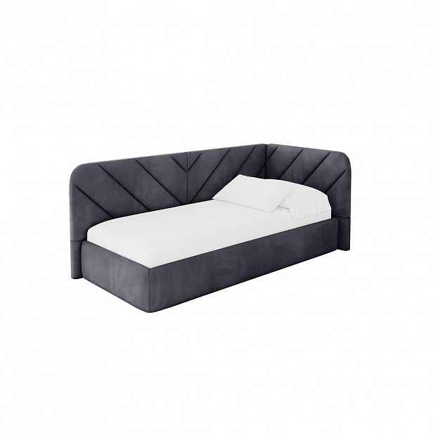 ALTDECOR JEDNOLŮŽKOVÁ POSTEL pro mládež s úložným prostorem, vlevo - FIKY 80x200 tmavě šedá
