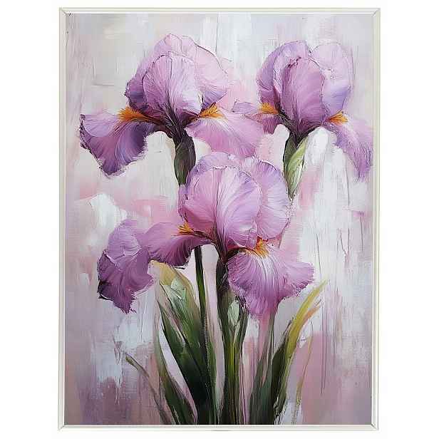 Plakát Rámeček Hliník Příroda Zahrada Louka Květiny Růžové Kosatce Kytice 60x80