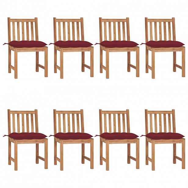vidaXL Zahradní židle 8 ks s poduškami masivní teak